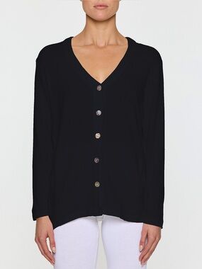 Bleusalt Oversized Cardigan Sweater Large Black Soft Modal Knit Minimalist USA